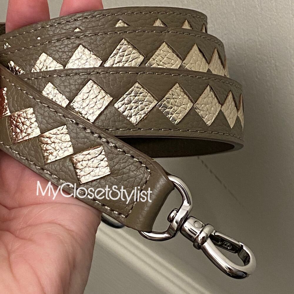 BANDOLIER Crossbody Leather Rare Luxury Strap NEW! UNICORN Greige Silver